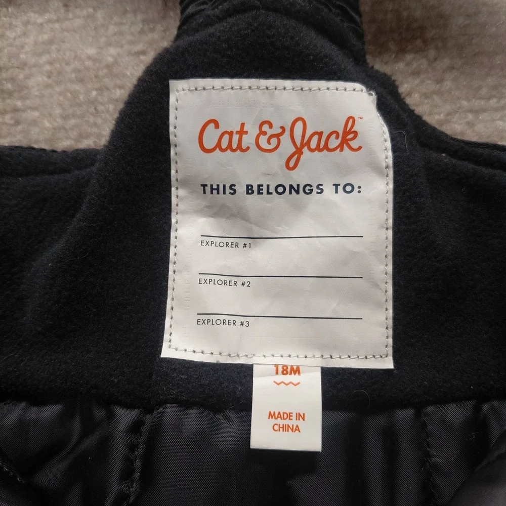 Baby Toddler Black Snow Bib Pants- Cat & Jack Size 18 Month Boy Girl